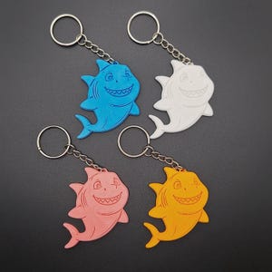 Shark Keychains (4 Pack) – Cute Ocean Lover Charms, Handmade Eco-Friendly Marine Animal Key Rings, Shark Gift Set, Fun Sea Life Key Tags