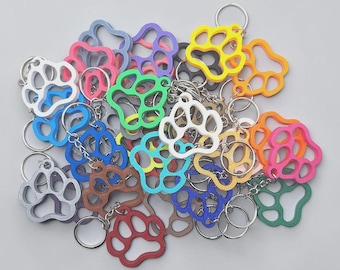 Paw Print Keychain: Eco-Friendly Pet Lover Charm, Handmade in USA, 30 Colors