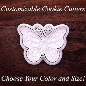 Butterfly Cookie Cutter, Optional Stamp, Spring Baking Mold Mini to XL for Garden Parties, Nature Cookies, Fondant, Crafts, Clay, Biscuits