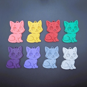 Cat Keychain Set (4): Eco-Friendly Animal Lover Gift, Handmade in USA