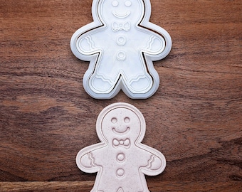 Customizable Gingerbread Man Cookie Cutter with Stamp: Holiday Baking