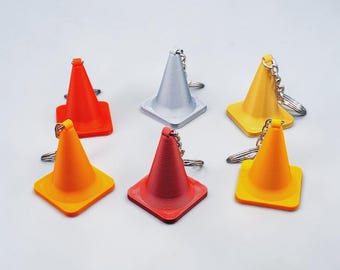 Mini Traffic Cone Keychain: Eco-Friendly Construction Charm, Handmade in USA, 30 Colors, Bulk Discounts
