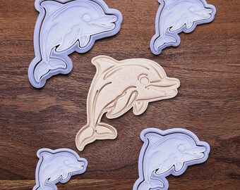 Dolphin Cookie Cutter Stamp Set: Ocean Theme Baking, Eco-Friendly, USA Handmade