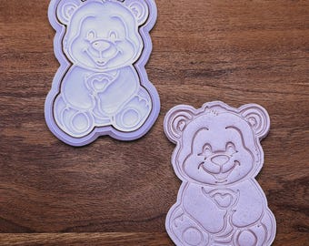 Teddy Bear Cookie Cutter: Optional Valentine Heart Stamp, Handmade in USA, 30 Colors