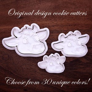Cow Bull Cookie Cutter Stamp Set, Cute Country Farm Animal Mini Large Baking Molds for Crafts, Clay, Fondant, Biscuits, Personalized Option