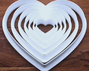 Heart Cookie Cutter Set - 7 Sizes, Food-Safe PLA Plastic, Handmade in USA
