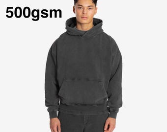 500gsm Blank Acid Wash Hoodie - Ultra Heavyweight Oversized Blank - Vintage Style Stone Washed