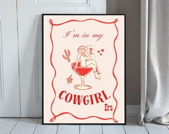 Cowgirl Era Red Wall Art Print - Book Lover Gift