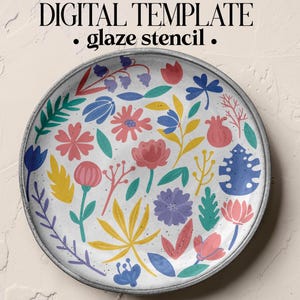 Folha de estêncil para esmalte de cerâmica floral | Molde para corte artesanal (Download digital)