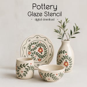 Folkloristisch bloemenpatroon voor aardewerk (SVG), boho keramiek oppervlaktepatroon, digitale download