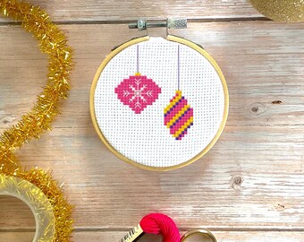 Christmas Baubles Decoration Cross Stitch Pattern: Instant Download PDF Chart