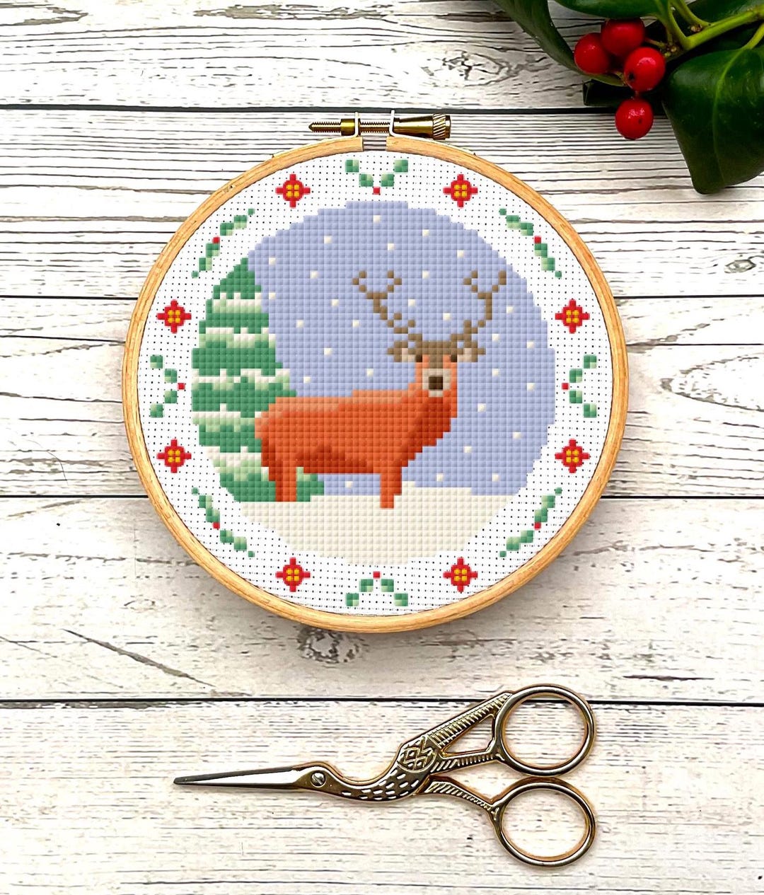 Winter Deer Cross Stitch Pattern: Instant Download PDF Chart - Etsy