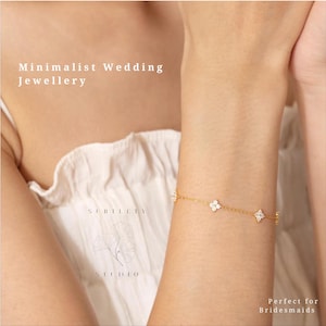 Dainty Diamond Wedding Bracelet | Bridesmaid Gift | Adjustable Bridal Jewelry | CZ Tennis Bracelet | Minimalist Bridal Bracelet Gift