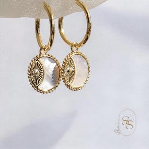 Sun and Moon Hoop Earrings Pearl Sun and Moon Vintage Earrings Gold Earrings Gold Jewellery Gifts for Her Friendship Gift Stack Earrings