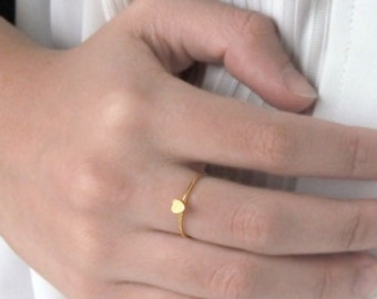 Minimalist gold plated heart band ring, Dainty jewelry for her