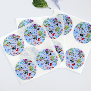 Ensemble de 12 étiquettes autocollantes pois multicolores aquarelle, Décoration courrier, Scrapbooking