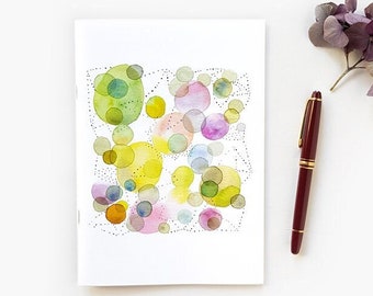 Confetti dot abstract watercolor notebook, Cute and colorful gift stationery for her