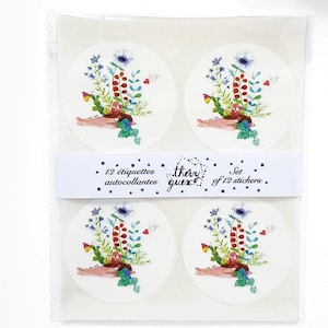 Ensemble de 12 étiquettes autocollantes botanique aquarelle Journée de la Terre et de la Nature