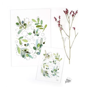 Illustration olive vert aquarelle affiche poétique végétale botanique, Décoration cuisine image 7
