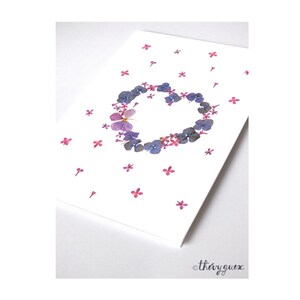 Carte fleur coeur botanique Je t'aime avec enveloppe, Carte de voeux anniversaire, Jolie papeterie fleur séchée image 2