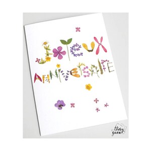 Carte Joyeux Anniversaire botanique fleur herbier, Papeterie florale, Carte de voeux fleur colorée, Livraison gratuite image 2