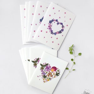 Carte fleur coeur botanique Je t'aime avec enveloppe, Carte de voeux anniversaire, Jolie papeterie fleur séchée image 5
