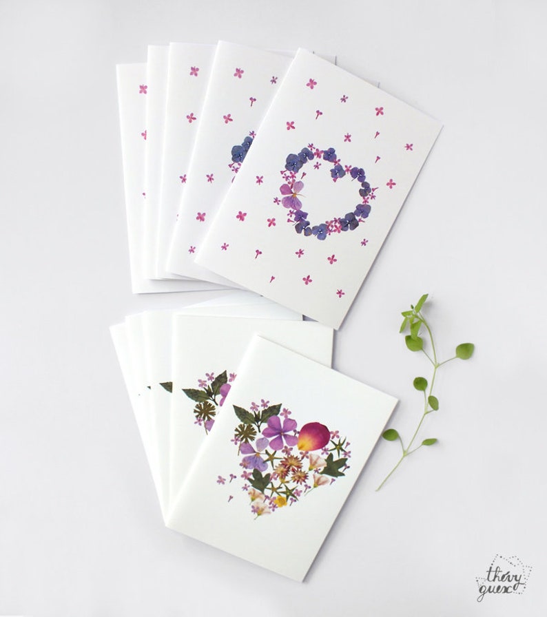 Carte fleur coeur botanique Je t'aime avec enveloppe, Carte de voeux anniversaire, Jolie papeterie fleur séchée image 5