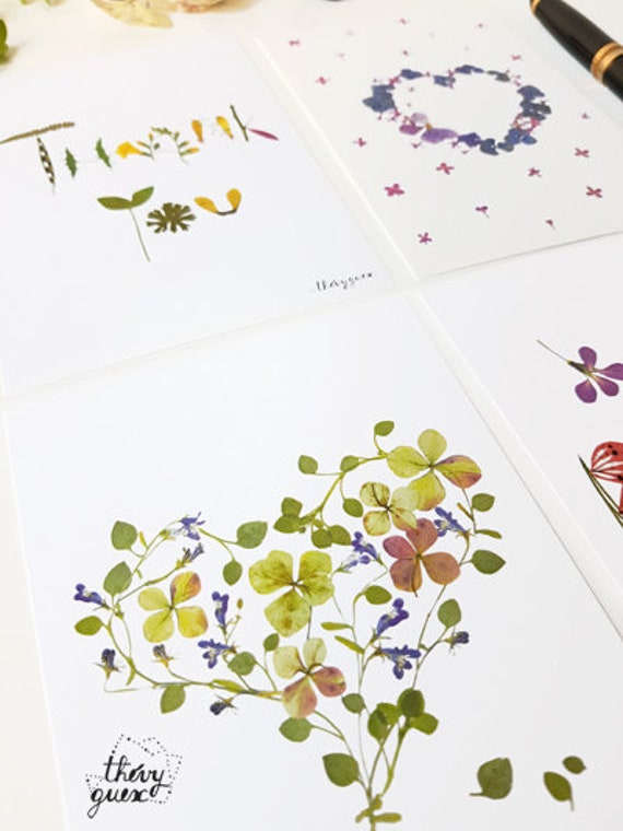 Set of 4 vegetal botanical postcards Friendship fancy stationery