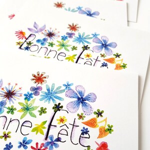 Carte de voeux Bonne Fête botanique fleur aquarelle, Création papeterie française image 3