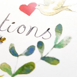 Congratulations floral heart nature botanical watercolor notecard with envelope image 4