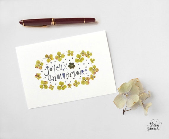 Carte Anniversaire Fleur Herbier Botanique Joyeux Anniversaire Etsy