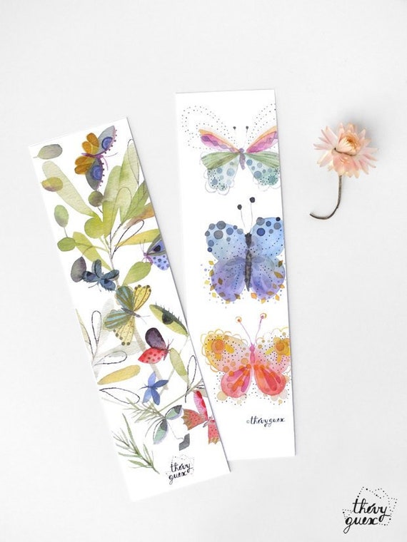 2 MARQUE-PAGES pour livres Métal argenté 12 cm PAPILLONS et Fleurs