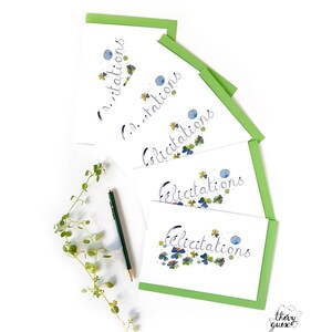 Carte Félicitations illustrée d'une aquarelle botanique florale pour un mariage ou une naissance image 2