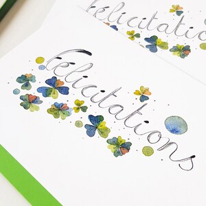 Carte Félicitations illustrée d'une aquarelle botanique florale pour un mariage ou une naissance image 3