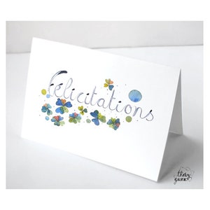 Carte Félicitations illustrée d'une aquarelle botanique florale pour un mariage ou une naissance image 4