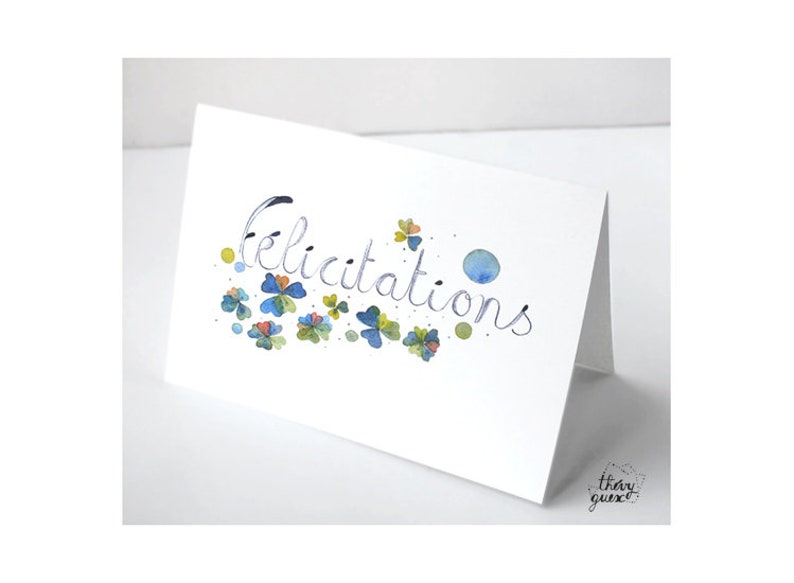 Carte Félicitations illustrée d'une aquarelle botanique florale pour un mariage ou une naissance image 4