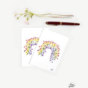 Carte postale arc en ciel impression fleurs séchées multicolores, Fête des Mères, Carte amitié, Carte faire part 2 cartes-enveloppes