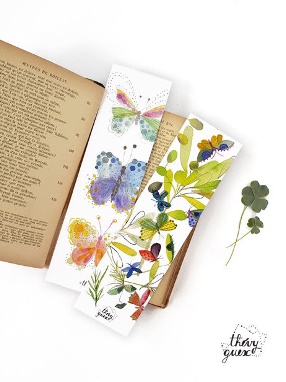 Botanical Butterfly Watercolor Bookmarks Cute Paper Bookmarks - Etsy