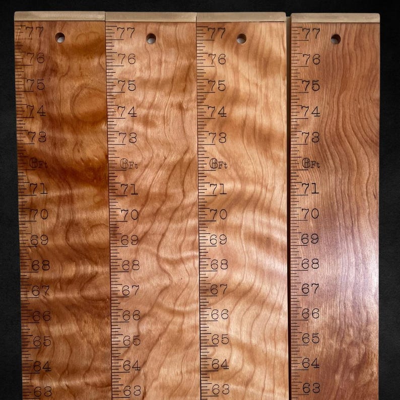 Personalized Figured Birch Growth Ruler – Handcrafted Wood Keepsake ...