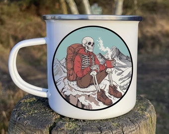 Hiking Laughs, Funny Hiking Mug, "Worth It" Mug, Hiker Gift, Hiker Thoughts Mug, Joke Hiking Mug, Funny Skeleton Mug, Nature's Struggle Mug