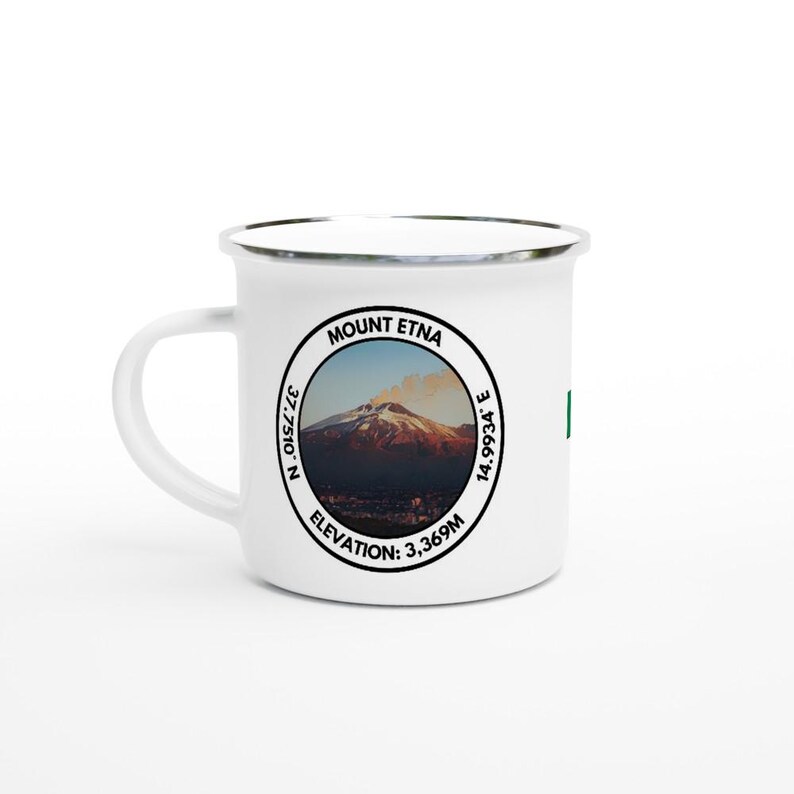 Steel Coated Mug, Mount Etna White Enamel Mug, Survival Mug, Outdoor Mug, Trekking Mug, Camping Mug, Hiking Mug, Hiker Gift, Backpacking Mug image 7