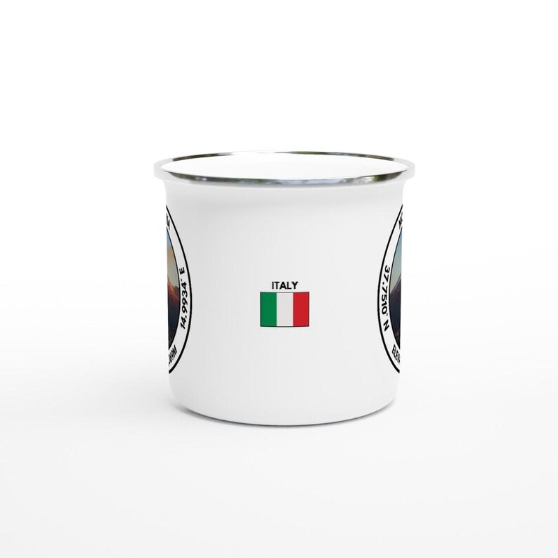 Steel Coated Mug, Mount Etna White Enamel Mug, Survival Mug, Outdoor Mug, Trekking Mug, Camping Mug, Hiking Mug, Hiker Gift, Backpacking Mug image 8