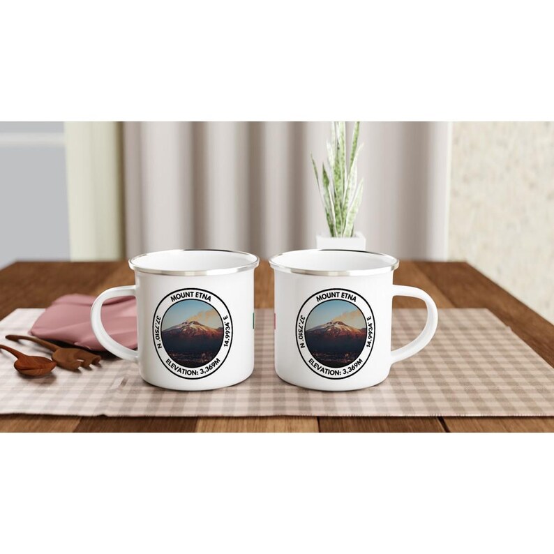 Steel Coated Mug, Mount Etna White Enamel Mug, Survival Mug, Outdoor Mug, Trekking Mug, Camping Mug, Hiking Mug, Hiker Gift, Backpacking Mug image 9