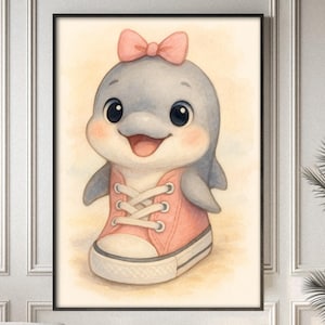 Los Tralaleritas Baby Poster – Funny TikTok Italian Brainrot Meme Decor – Cute Animal Wall Decor for Kids&#39; Bedroom, Tralalero Tralala, Gift