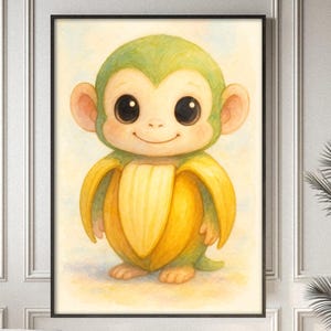 Los Chimpancinitos Baby Poster – Funny TikTok Italian Brainrot Meme Decor – Cute Animal Wall Decor for Kids&#39; Bedroom, Chimpanzini Bananini