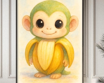 Los Chimpancinitos Baby Poster – Funny TikTok Italian Brainrot Meme Decor – Cute Animal Wall Decor for Kids' Bedroom, Chimpanzini Bananini