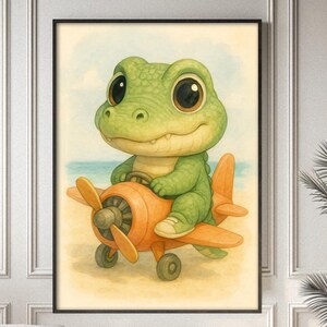 Los Crocodilitos Baby Poster - Lustiges italienisches TikTok Brainrot Meme Dekor - Süßes Tier Wanddekor für Kinderzimmer, Bombardino Krokodilo