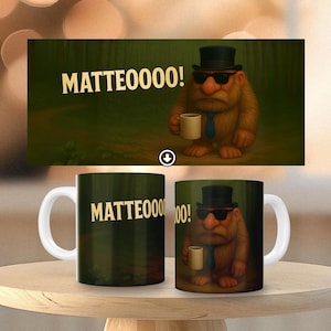 MATTEOOOO! Funny Meme Mug | Walking Shark Meme Cup | Italian Brainrot Trend | Funny Viral TikTok Gift | Weird Aesthetic Coffee Mug | MATTEO