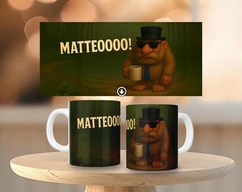 MATTEOOOO! Funny Meme Mug | Walking Shark Meme Cup | Italian Brainrot Trend | Funny Viral TikTok Gift | Weird Aesthetic Coffee Mug | MATTEO