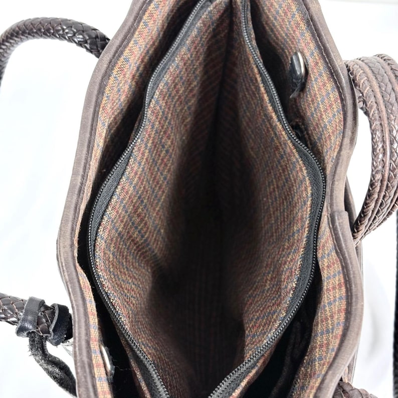 Brighton Gigi bucket bag Black Brown Leather Heart Hardware Braided Straps image 13